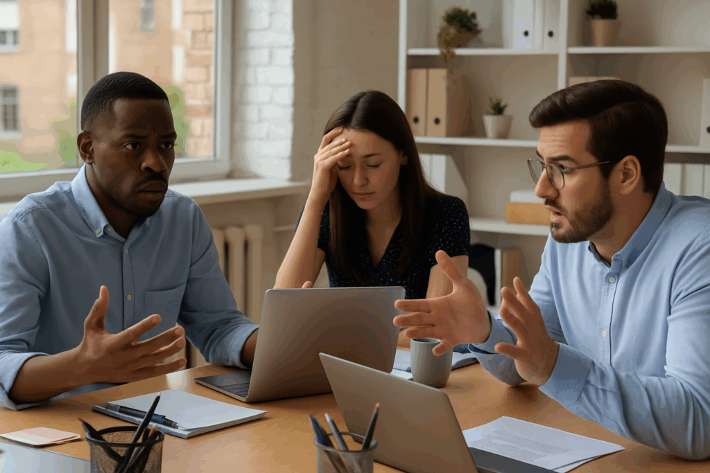 Small business team frustrated over marketing results
